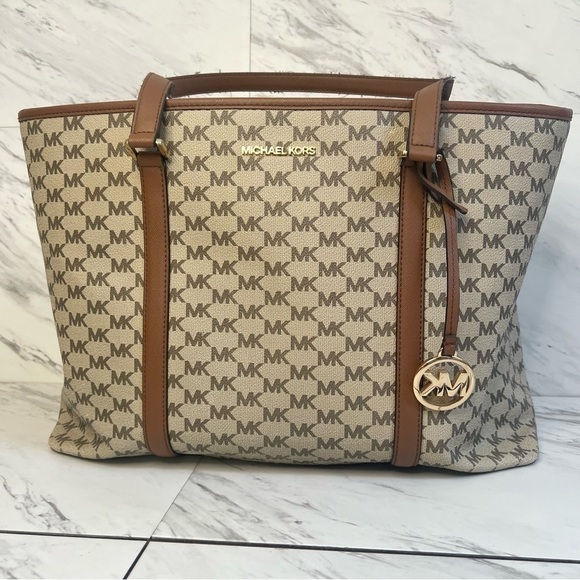 Michael Kors Sady Large Signature Logo Vegan Leather Tote Bag - Picture 1 of 4